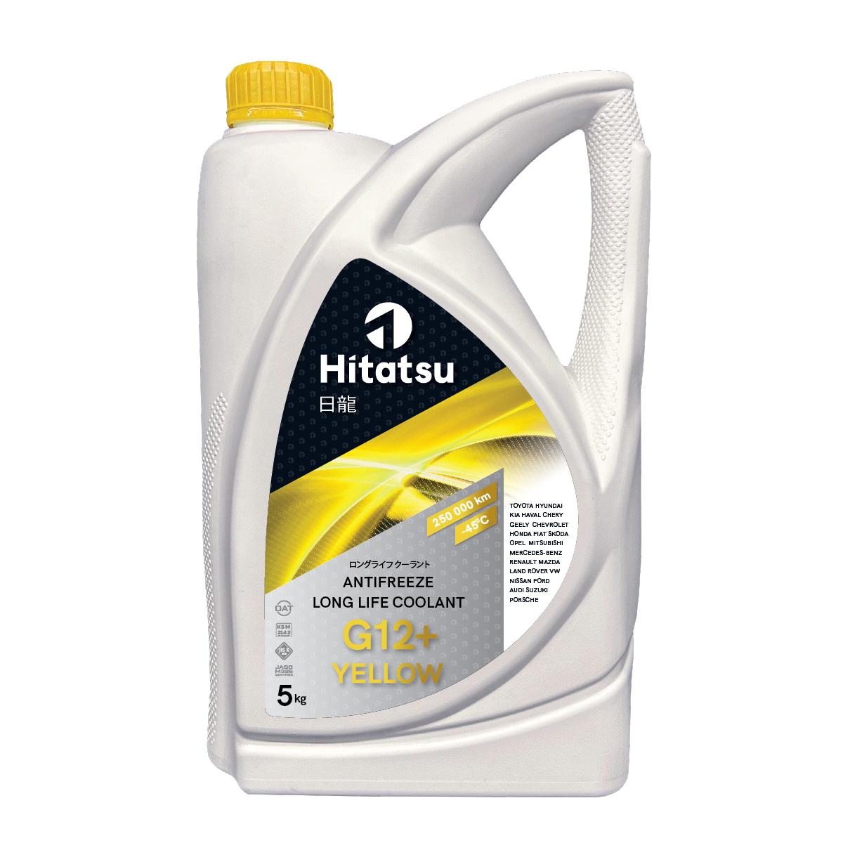 HITATSU АНТИФРИЗ ЖЕЛТЫЙ Long Life Coolant G12+ YELLOW 5кг готовый, (от -45 до +130  250.000км) OAT