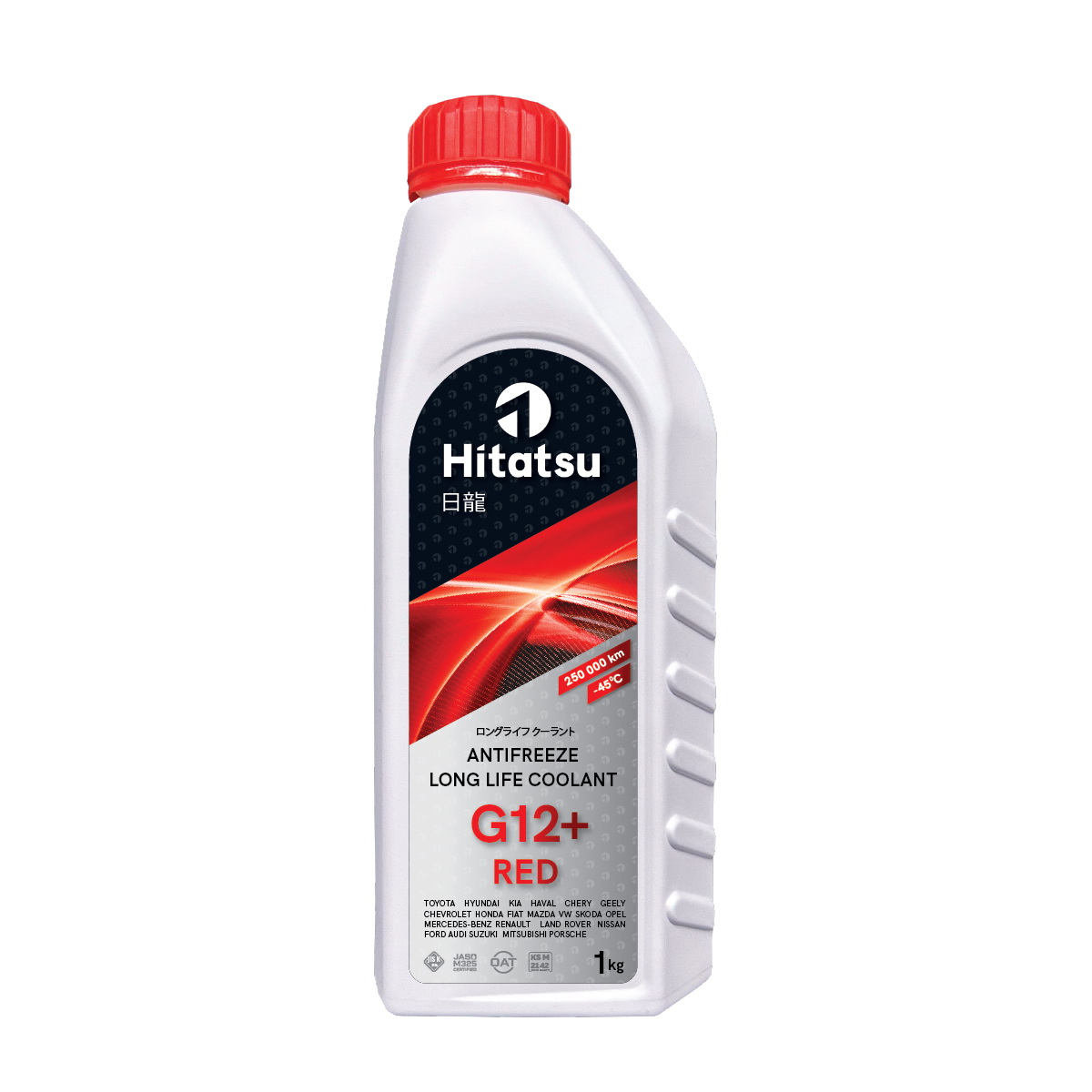 HITATSU АНТИФРИЗ КРАСНЫЙ Long Life Coolant G12+ RED 1кг готовый, (от -45 до +130  250.000км) OAT